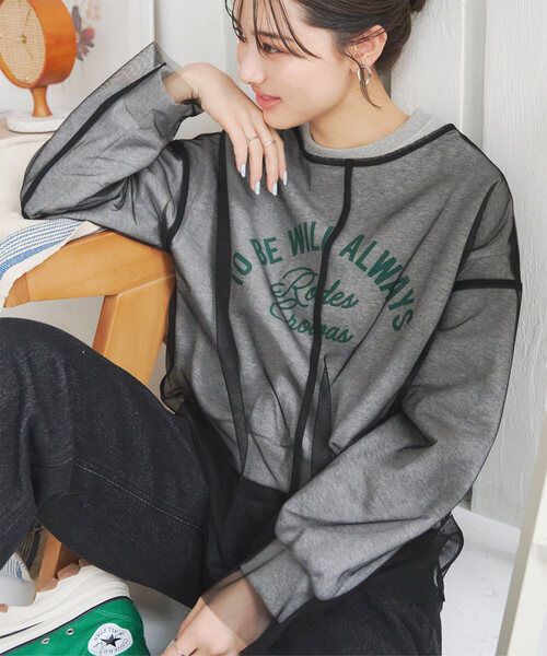 KOBE LETTUCE(コウベレタス)の「チュールオーバートップス(その他トップス・レディース・ブラック/オフホワイト/グレー/ブルー・M)」の2枚目の写真