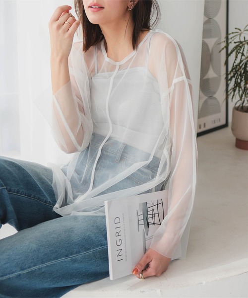 KOBE LETTUCE(コウベレタス)の「チュールオーバートップス(その他トップス・レディース・ブラック/オフホワイト/グレー/ブルー・M)」の5枚目の写真