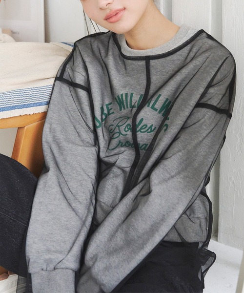 KOBE LETTUCE(コウベレタス)の「チュールオーバートップス(その他トップス・レディース・ブラック/オフホワイト/グレー/ブルー・M)」の6枚目の写真