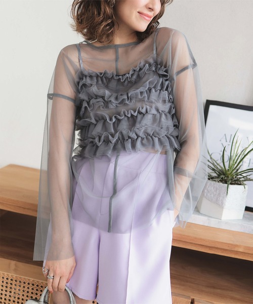 KOBE LETTUCE(コウベレタス)の「チュールオーバートップス(その他トップス・レディース・ブラック/オフホワイト/グレー/ブルー・M)」の8枚目の写真