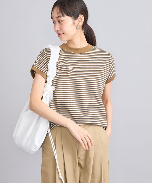 coen（コーエン）の「ハニカムリピTフレンチスリーブ（Tシャツ/カットソー・レディース・ブラック/オフホワイト/その他1/その他2・M/L）」の3枚目の写真