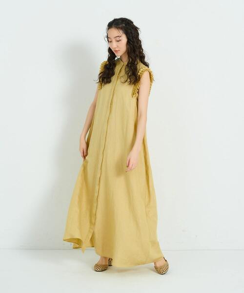conges payes ADIEU TRISTESSE（コンジェ ペイエ アデュートリステス）の「タックフリルスリーブレスワンピース（ワンピース・レディース・イエロー/ブラック・38）」の6枚目の写真