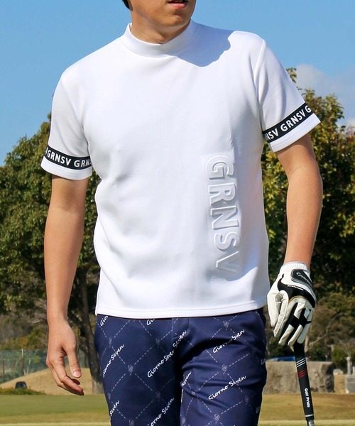 ゴルフウェア メンズ モックネック 半袖 夏 ハイネック Tシャツ