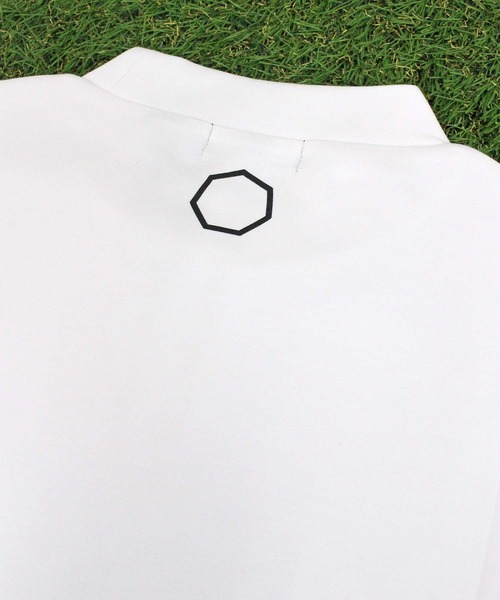 モックネックシャツ ゴルフウェア 半袖 立体エンボスロゴ ポロシャツ