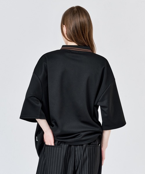 WETTEMPT（ウィテンプト）の「MOSS STITCH LOOSE POLO SHIRT / 鹿の子ルーズポロシャツ（ポロシャツ・メンズ・ブラック/ネイビー系/ベージュ系その他/ベージュ/グレイッシュベージュ/チャコール/杢グレー/ネイビー/レッド/ボルドー/ブラック系その他/ネイビー系2・LARGE/MEDIUM/SMALL）」の18枚目の写真