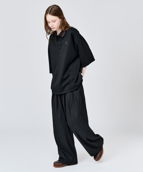 WETTEMPT（ウィテンプト）の「MOSS STITCH LOOSE POLO SHIRT / 鹿の子ルーズポロシャツ（ポロシャツ・メンズ・ブラック/ネイビー系/ベージュ系その他/ベージュ/グレイッシュベージュ/チャコール/杢グレー/ネイビー/レッド/ボルドー/ブラック系その他/ネイビー系2・LARGE/MEDIUM/SMALL）」の20枚目の写真