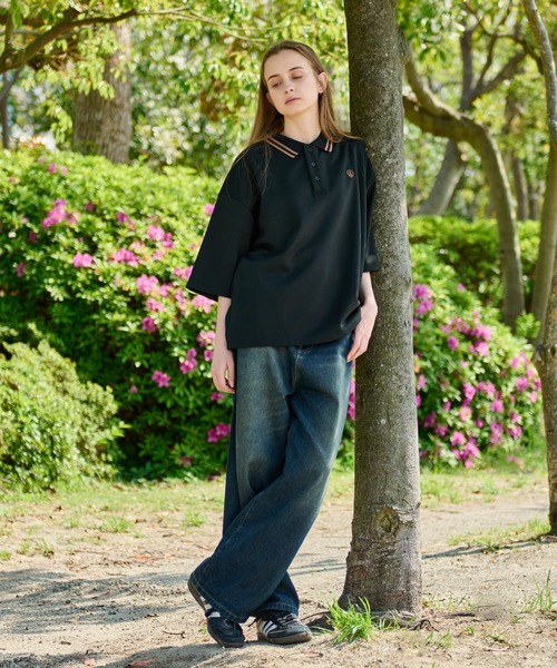 WETTEMPT（ウィテンプト）の「MOSS STITCH LOOSE POLO SHIRT / 鹿の子ルーズポロシャツ（ポロシャツ・メンズ・ブラック/ネイビー系/ベージュ系その他/ベージュ/グレイッシュベージュ/チャコール/杢グレー/ネイビー/レッド・LARGE/MEDIUM/SMALL）」の14枚目の写真