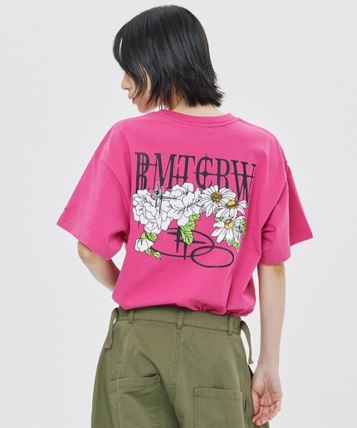 A'GEM/9 × .kom 『ROMANTIC CROWN/ロマンティック クラウン』 VOLUME LOGO FLOWER TEE SHIRT/ロゴフラワー Tシャツ（Tシャツ/カットソー）｜ROMANTIC CROWN（ロマンティッククラウン）