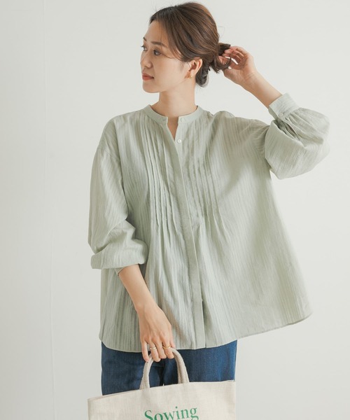 URBAN RESEARCH DOORS(アーバンリサーチドアーズ)の「シアーストライプピンタックシャツ(シャツ/ブラウス・レディース・イエロー系その他/チャコールグレー/ミント・MEDIUM)」の20枚目の写真