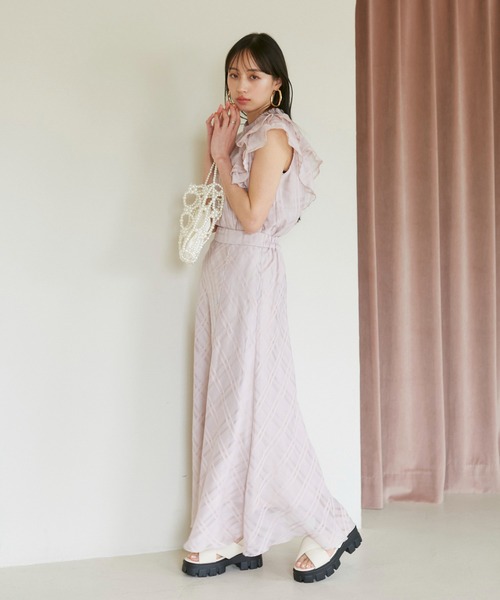 VIS（ビス）の「【セットアップ対応】シアーチェックフレアスカート【洗える】（スカート・レディース・ホワイト系その他5/ピンク/ネイビー・FREE）」の5枚目の写真