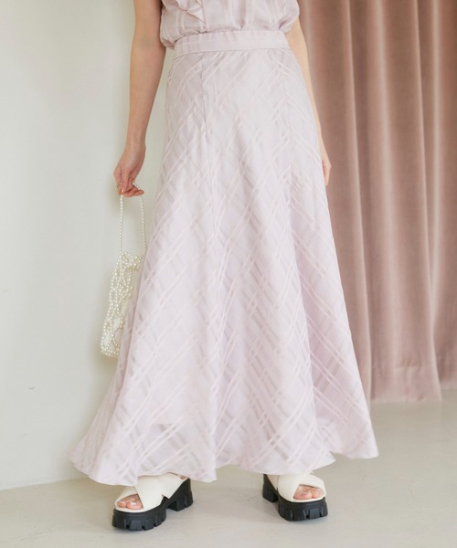 VIS（ビス）の「【セットアップ対応】シアーチェックフレアスカート【洗える】（スカート・レディース・ホワイト系その他5/ピンク/ネイビー・FREE）」の8枚目の写真