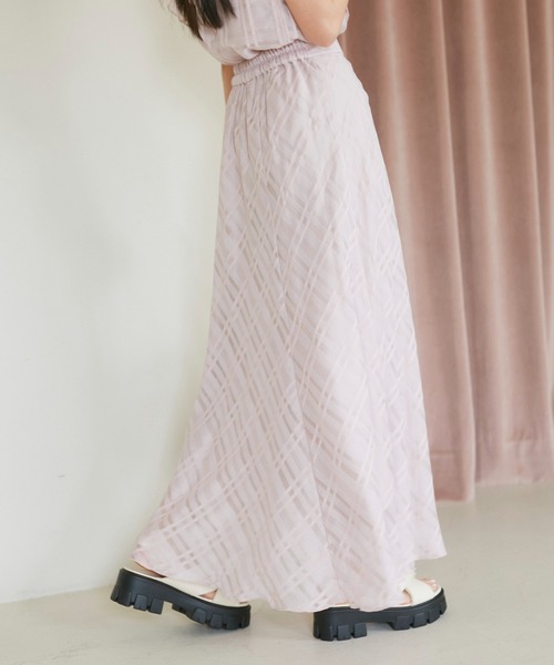 VIS（ビス）の「【セットアップ対応】シアーチェックフレアスカート【洗える】（スカート・レディース・ホワイト系その他5/ピンク/ネイビー・FREE）」の9枚目の写真