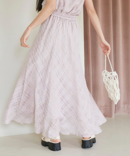 VIS（ビス）の「【セットアップ対応】シアーチェックフレアスカート【洗える】（スカート・レディース・ホワイト系その他5/ピンク/ネイビー・FREE）」の10枚目の写真