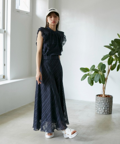 VIS（ビス）の「【セットアップ対応】シアーチェックフレアスカート【洗える】（スカート・レディース・ホワイト系その他5/ピンク/ネイビー・FREE）」の15枚目の写真