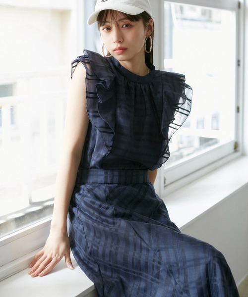 VIS（ビス）の「【セットアップ対応】シアーチェックフレアスカート【洗える】（スカート・レディース・ホワイト系その他5/ピンク/ネイビー・FREE）」の18枚目の写真