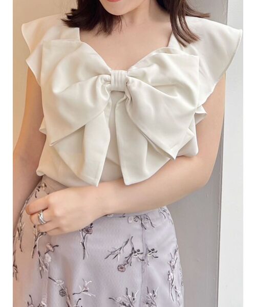 MERCURYDUO（マーキュリーデュオ）の「BIGリボンブラウス（シャツ/ブラウス・レディース・その他/その他1/ライム/オフホワイト・FREE）」の2枚目の写真