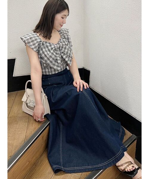 MERCURYDUO（マーキュリーデュオ）の「BIGリボンブラウス（シャツ/ブラウス・レディース・その他/その他1/ライム/オフホワイト・FREE）」の9枚目の写真