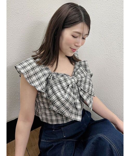 MERCURYDUO（マーキュリーデュオ）の「BIGリボンブラウス（シャツ/ブラウス・レディース・その他/その他1/ライム/オフホワイト・FREE）」の10枚目の写真