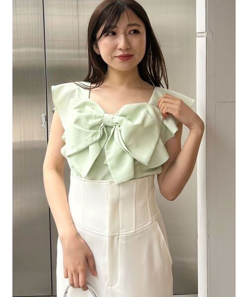 MERCURYDUO（マーキュリーデュオ）の「BIGリボンブラウス（シャツ/ブラウス・レディース・その他/その他1/ライム/オフホワイト・FREE）」の14枚目の写真