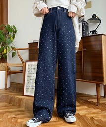パール＆ビジュー＆ラインストーンデニムパンツ