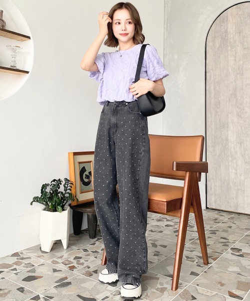 moment+(モーメントプラス)の「パール&ビジュー&ラインストーンデニムパンツ(デニムパンツ・レディース・インディゴブルー/ブルー系その他/ブラック/ブラック系その他2/サックスブルー/ブルー系その他2/ブルー系その他3/ブルー系その他4/ブラック系その他・S/M/L)」の16枚目の写真