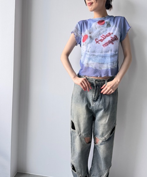 Y2K SYNAPSE FACTORY（ワイツーケー シナプスファクトリー）の「【シアー】カラフルケーキTシャツ（Tシャツ/カットソー・レディース・ブルー・FREE）」の11枚目の写真