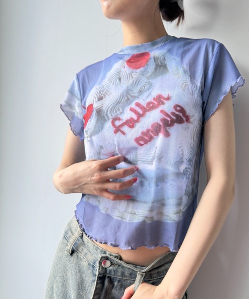 Y2K SYNAPSE FACTORY（ワイツーケー シナプスファクトリー）の「【シアー】カラフルケーキTシャツ（Tシャツ/カットソー・レディース・ブルー・FREE）」の14枚目の写真