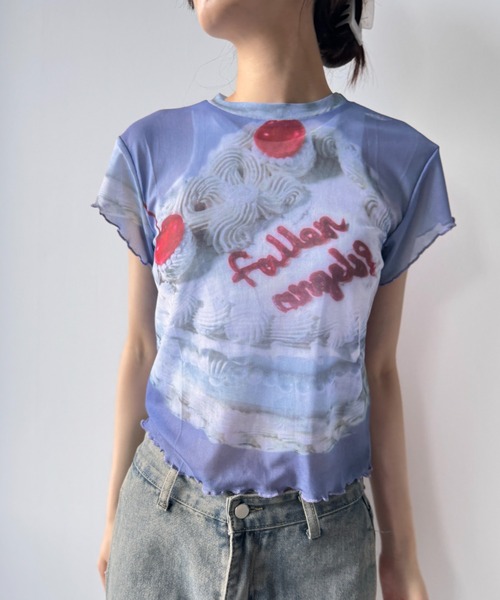 Y2K SYNAPSE FACTORY（ワイツーケー シナプスファクトリー）の「【シアー】カラフルケーキTシャツ（Tシャツ/カットソー・レディース・ブルー・FREE）」の15枚目の写真