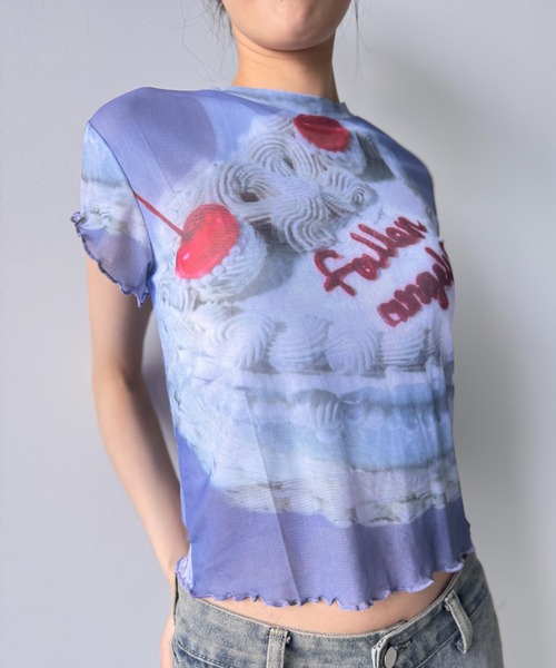 Y2K SYNAPSE FACTORY（ワイツーケー シナプスファクトリー）の「【シアー】カラフルケーキTシャツ（Tシャツ/カットソー・レディース・ブルー・FREE）」の9枚目の写真