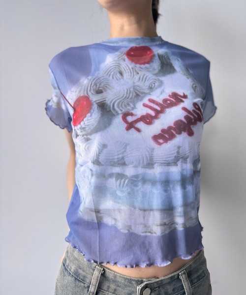Y2K SYNAPSE FACTORY（ワイツーケー シナプスファクトリー）の「【シアー】カラフルケーキTシャツ（Tシャツ/カットソー・レディース・ブルー・FREE）」の10枚目の写真