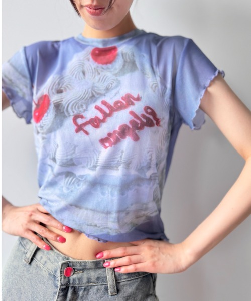 Y2K SYNAPSE FACTORY（ワイツーケー シナプスファクトリー）の「【シアー】カラフルケーキTシャツ（Tシャツ/カットソー・レディース・ブルー・FREE）」の2枚目の写真
