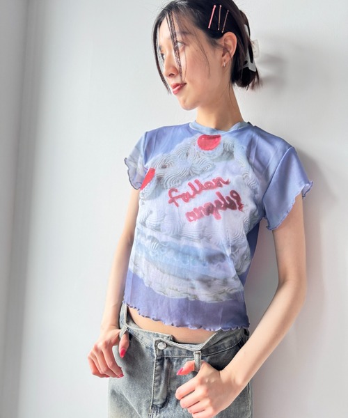 Y2K SYNAPSE FACTORY（ワイツーケー シナプスファクトリー）の「【シアー】カラフルケーキTシャツ（Tシャツ/カットソー・レディース・ブルー・FREE）」の4枚目の写真