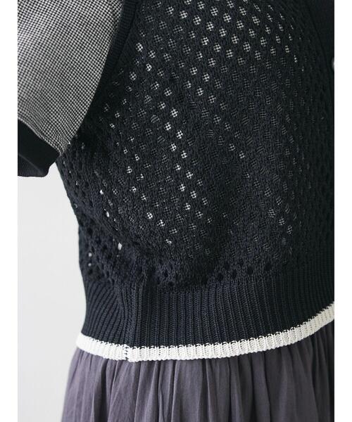 CRAFT STANDARD BOUTIQUE（クラフトスタンダードブティック）の「配色メッシュニットビスチェ（ベスト・レディース・アイボリー/ブラック/グレイッシュブルー・FREE）」の14枚目の写真