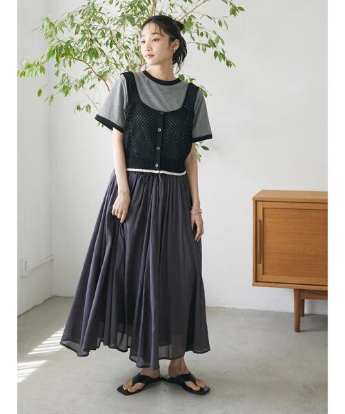 CRAFT STANDARD BOUTIQUE（クラフトスタンダードブティック）の「配色メッシュニットビスチェ（ベスト・レディース・アイボリー/ブラック/グレイッシュブルー・FREE）」の15枚目の写真