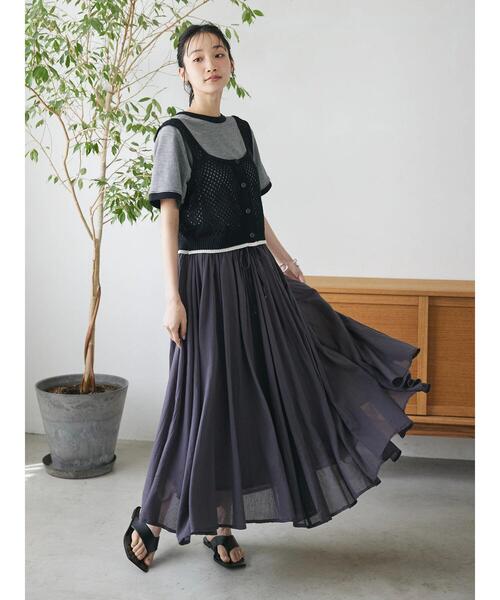 CRAFT STANDARD BOUTIQUE（クラフトスタンダードブティック）の「配色メッシュニットビスチェ（ベスト・レディース・アイボリー/ブラック/グレイッシュブルー・FREE）」の16枚目の写真