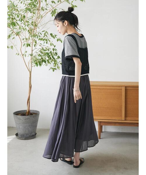 CRAFT STANDARD BOUTIQUE（クラフトスタンダードブティック）の「配色メッシュニットビスチェ（ベスト・レディース・アイボリー/ブラック/グレイッシュブルー・FREE）」の17枚目の写真