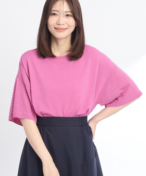 Reflect(リフレクト)の「◆【SALE/WEB限定カラーあり/洗える】ドライタッチシアーボーダーニット(ニット/セーター・レディース・ライトブルー/ネイビー/オフホワイト/ピンク系/グリーン系・11/09/05/07/13/15 )」の16枚目の写真
