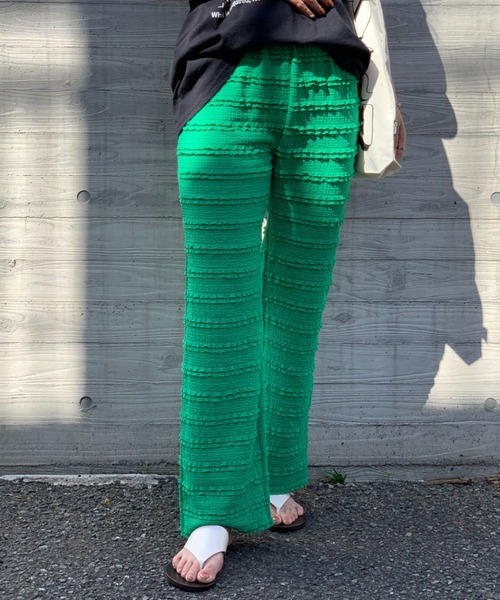 mi via loca（ミヴィアロカ）の「フリルカットジャガード セルフカットパンツ（その他パンツ・レディース・ピンク/ブラック/グリーン/カーキ・FREE）」の4枚目の写真