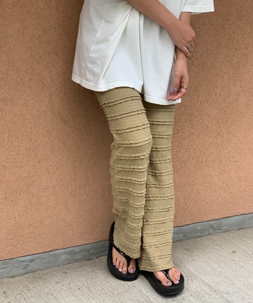 mi via loca（ミヴィアロカ）の「フリルカットジャガード セルフカットパンツ（その他パンツ・レディース・ピンク/ブラック/グリーン/カーキ・FREE）」の15枚目の写真