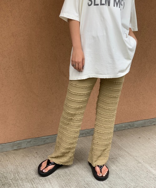 mi via loca（ミヴィアロカ）の「フリルカットジャガード セルフカットパンツ（その他パンツ・レディース・ピンク/ブラック/グリーン/カーキ・FREE）」の10枚目の写真