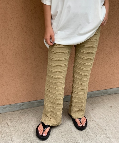 mi via loca（ミヴィアロカ）の「フリルカットジャガード セルフカットパンツ（その他パンツ・レディース・ピンク/ブラック/グリーン/カーキ・FREE）」の11枚目の写真