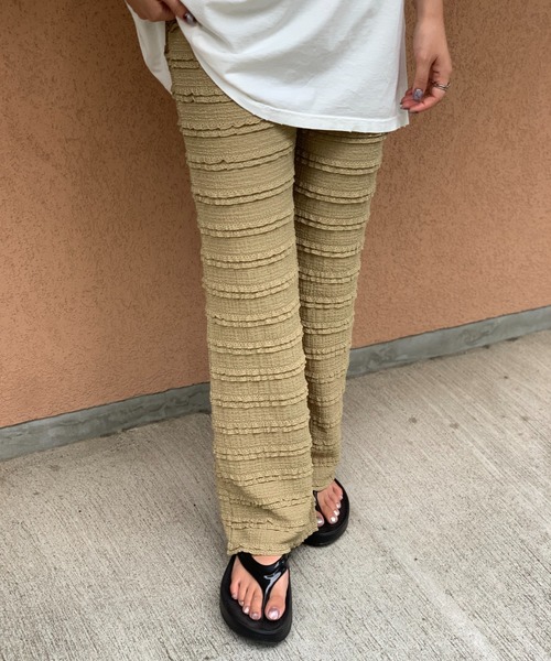 mi via loca（ミヴィアロカ）の「フリルカットジャガード セルフカットパンツ（その他パンツ・レディース・ピンク/ブラック/グリーン/カーキ・FREE）」の13枚目の写真