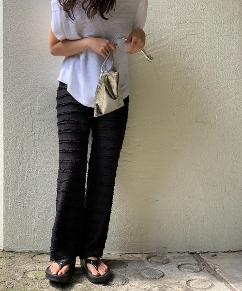 mi via loca（ミヴィアロカ）の「フリルカットジャガード セルフカットパンツ（その他パンツ・レディース・ピンク/ブラック/グリーン/カーキ・FREE）」の20枚目の写真