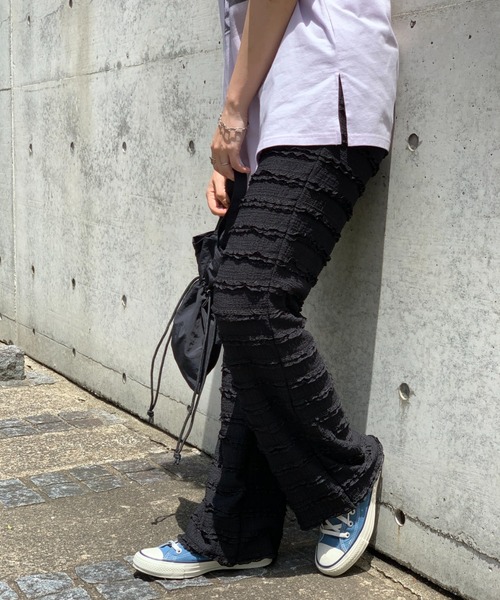 mi via loca（ミヴィアロカ）の「フリルカットジャガード セルフカットパンツ（その他パンツ・レディース・ピンク/ブラック/グリーン/カーキ・FREE）」の9枚目の写真