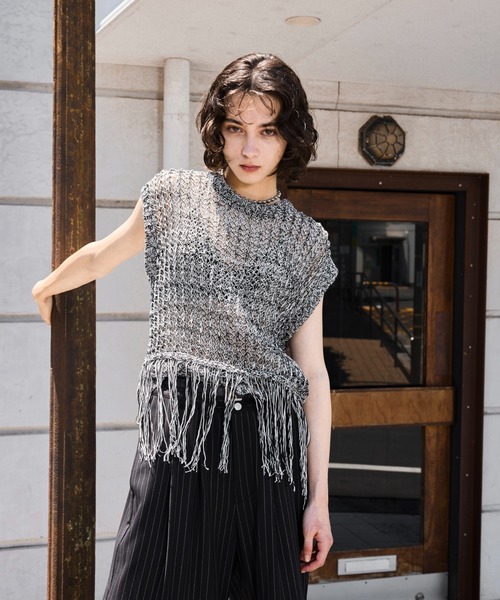 seyto（セイト）の「Fringe layered melange knit vest / フリンジレイヤードメランジニットベスト（ニット/セーター・メンズ・ブラック/ブラウン・1/3/2）」の18枚目の写真