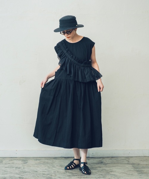 ORIENT MILLINERY DORA【ドーラ】Frilled Bag 黒 ORIENT MILLINERY ウエストポーチ ウエストバッグ DORA MELLOW バッグ