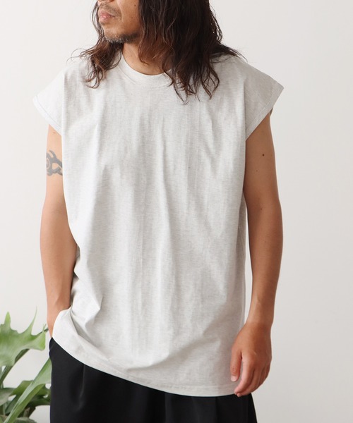 ROOPTOKYO(ループトウキョウ)の「sleeveless T-shirt/ワイドノースリーブTシャツ オーバーサイズ ユニセックス(Tシャツ/カットソー・メンズ・ホワイト/ブラウン/ベージュ/ブラック/チャコール/グレー・XL/S/M/L)」の3枚目の写真