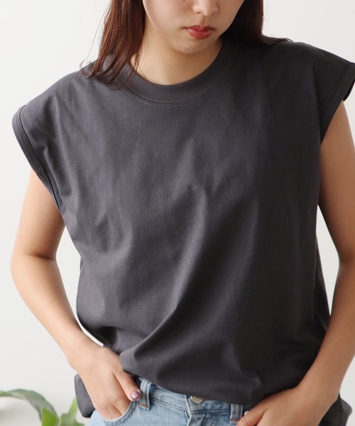 ROOPTOKYO(ループトウキョウ)の「sleeveless T-shirt/ワイドノースリーブTシャツ オーバーサイズ ユニセックス(Tシャツ/カットソー・メンズ・ホワイト/ブラウン/ベージュ/ブラック/チャコール/グレー・XL/S/M/L)」の4枚目の写真