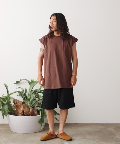 ROOPTOKYO(ループトウキョウ)の「sleeveless T-shirt/ワイドノースリーブTシャツ オーバーサイズ ユニセックス(Tシャツ/カットソー・メンズ・ホワイト/ブラウン/ベージュ/ブラック/チャコール/グレー・XL/S/M/L)」の22枚目の写真