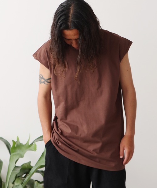 ROOPTOKYO(ループトウキョウ)の「sleeveless T-shirt/ワイドノースリーブTシャツ オーバーサイズ ユニセックス(Tシャツ/カットソー・メンズ・ホワイト/ブラウン/ベージュ/ブラック/チャコール/グレー・XL/S/M/L)」の21枚目の写真